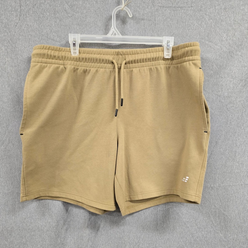 BCG Mens Tan Khaki Cotton Blend Athletic Drawstring Shorts XL 181366